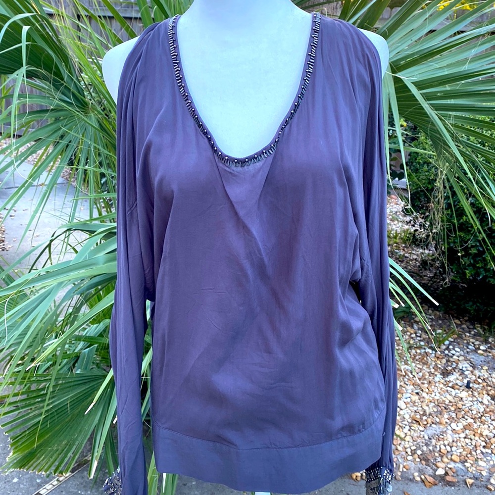 Beautiful cold shoulder open back top M
